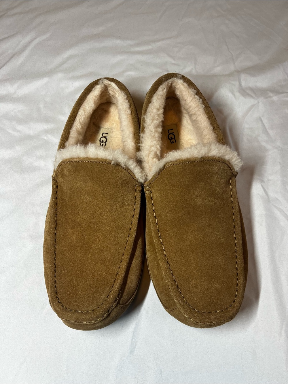 UGG Men’s Chestnut Suede Shearling-Lined Slip-On Loafers NWOT